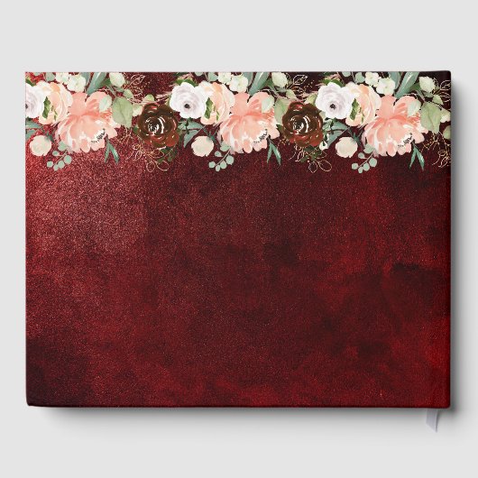 Romantic Burgundy Blush Pink Floral Rustic Wedding Gastenboek (Achterkant)