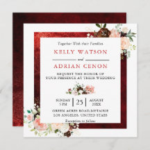 Romantic Burgundy Blush Pink Floral Rustic Wedding