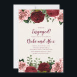 Romantic Burgundy Blush Pink Floral Verloving Kaart<br><div class="desc">Elegant en romantisch bogundy en blush roze floral and foliage verloving party uitnodiging.</div>