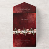 Romantic burgundy Blush Pink floral Wedding All In One Uitnodiging (Buitenkant)