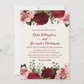Romantic Burgundy Blush Pink Floral Wedding Kaart (Voorkant)