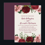 Romantic Burgundy Blush Pink Floral Wedding Kaart<br><div class="desc">Elegant en romantisch bogundy en blush roze floral and foliage bruiloft.</div>
