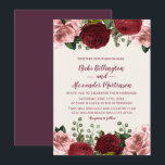 Romantic Burgundy Blush Pink Floral Wedding Kaart<br><div class="desc">Elegant en romantisch bogundy en blush roze floral and foliage bruiloft.</div>