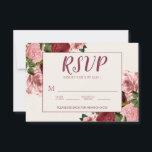 Romantic Burgundy Blush Pink Floral Wedding RSVP Kaartje<br><div class="desc">Elegant en romantisch bogundy en blush roze floral and foliage bruiloft RSVP/response card.</div>