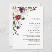 Romantic Burgundy Blush Plum Green Floral Wedding Kaart (Voorkant)