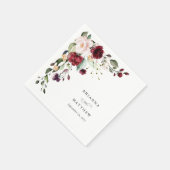 Romantic Burgundy Blush Plum Green Floral Wedding Servet (Hoek)