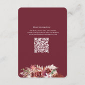 Romantic Burgundy & Blush QR Code Wedding Details  Informatiekaartje (Achterkant)