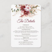 Romantic Burgundy & Blush QR Code Wedding Details  Informatiekaartje (Voorkant)