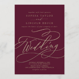 Romantic Burgundy Calligrafie | Vlaams huwelijk Kaart