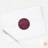 Romantic Burgundy Calligraphy Bedankt voor je plez Ronde Sticker (Envelop)