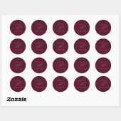 Romantic Burgundy Calligraphy Envelope Seals Ronde Sticker (Vel)