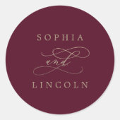Romantic Burgundy Calligraphy Envelope Seals Ronde Sticker (Voorkant)