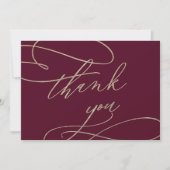 Romantic Burgundy Calligraphy Flat Bedankt (Voorkant)