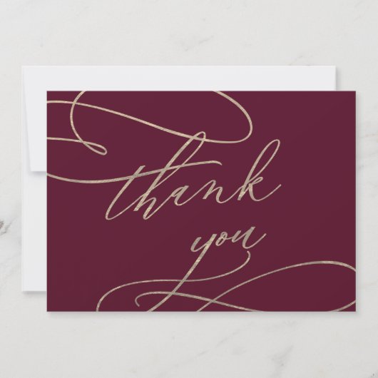 Romantic Burgundy Calligraphy Flat Bedankt (Voorkant)