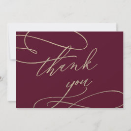 Romantic Burgundy Calligraphy Flat Bedankt