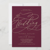 Romantic Burgundy Calligraphy Front & Back Wedding Kaart (Voorkant)