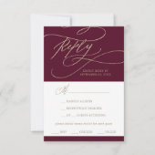 Romantic Burgundy Calligraphy Menu Choice RSVP (Voorkant)