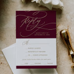 Romantic Burgundy Calligraphy Menu Choice RSVP<br><div class="desc">Deze romantische schonnige kalligrafiemenuskaart is perfect voor een eenvoudige bruiloft. Het moderne klassieke ontwerp is voorzien van fancy draden en grillen met prachtige elegante handgeschreven faux champagne Gold folie-typografie. Deze trouwreactiekaart vraagt gasten gemakkelijk welk eten ze willen bij je receptie. Opmerking: dit ontwerp is niet voorzien van echte gouden folie....</div>