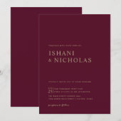 Romantic Burgundy Calligraphy Monogram Wedding Kaart (Voorkant / Achterkant)