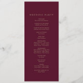 Romantic Burgundy Calligraphy Monogram Wedding Programmakaart (Achterkant)