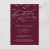 Romantic Burgundy Calligraphy Reception Informatiekaartje (Voorkant)