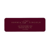 Romantic Burgundy Calligraphy Return Label (Voorkant)