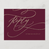 Romantic Burgundy Calligraphy Song Request RSVP Uitnodiging Briefkaart (Voorkant)