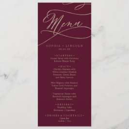 Romantic Burgundy Calligraphy Weddenrenmenu Menu