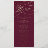 Romantic Burgundy Calligraphy Weddenrenmenu Menu (Voorkant)