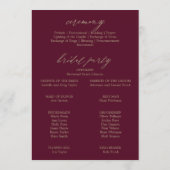 Romantic Burgundy Calligraphy Wedding Programme Programmakaart (Achterkant)