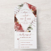 Romantic Burgundy Eucalyptus Wedding Herfst All In One Uitnodiging (Binnen)