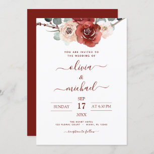 Romantic Burgundy Eucalyptus Wedding Herfst Kaart