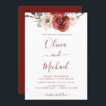 Romantic Burgundy Eucalyptus Wedding Herfst Kaart<br><div class="desc">Romantic Chic and Modern Burgundy Floral Flowers Boho Bohemian Botanical Eucalyptus Greenery and Red Roses Waterverf Wedding Autumn (Herfst),  Winter,  Spring of Summer Invitations - bevat prachtige en elegante scripttypografie voor de speciale huwelijksfeestdag.</div>