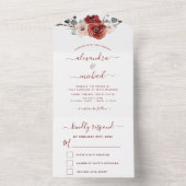 Romantic Burgundy Eucalyptus Wedding Herfst RSVP All In One Uitnodiging (Binnen)