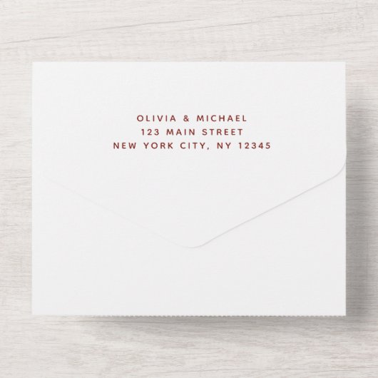 Romantic Burgundy Eucalyptus Wedding Herfst RSVP All In One Uitnodiging (Achterkant)