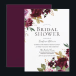 Romantic Burgundy Floral Elegant Vrijgezellenfeest Kaart<br><div class="desc">Romantic Burgundy Floral Elegant Bridal Shower Invitation Bekijk collectie in Niche en Nest Store</div>