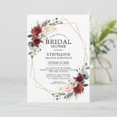 Romantic Burgundy Floral Geometric Vrijgezellenfee Kaart (Staand voorkant)