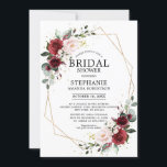 Romantic Burgundy Floral Geometric Vrijgezellenfee Kaart<br><div class="desc">De elegante en moderne romantische geometrische waterverf floral bridal doucherekaart is voorzien van een boeket van Bourgogne / marsala , wazige roze, Paarse, perzikkleurige waterverf rozen met bijpassend loof. Ideaal voor een herfst-/midzomerbruiloft. Zoek meer overeenkomende design en variaties uit mijn winkel met 'blissweddingpaperie'. Je kunt contact met me opnemen voor...</div>