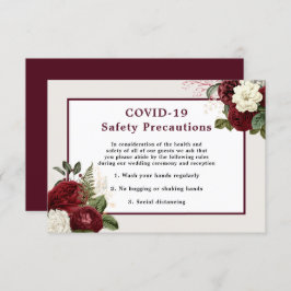 Romantic Burgundy Floral Wedding COVID-19 Safety Kaart