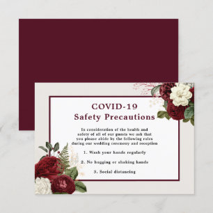 Romantic Burgundy Floral Wedding COVID-19 Safety Kaart
