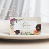 Romantic Burgundy Floral Wedding Place Card Plaatskaartje