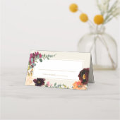 Romantic Burgundy Floral Wedding Place Card Plaatskaartje (Voorkant)
