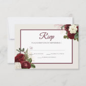 Romantic Burgundy Floral Wedding RSVP Kaartje (Voorkant)