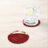 Romantic Burgundy Floral Wedding Thank You Message Kartonnen Onderzetters (Insitu)