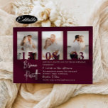 Romantic Burgundy Foto Collage Weddenschap Kaart<br><div class="desc">Minimale moderne huwelijksuitnodiging met een fotocollage stijl. De trouwuitnodigingen worden geleverd met een aanpasbare fotocollage-stijl van het stel en de details van de bruiloft</div>