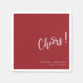 Romantic Burgundy Hand Lettering Cheers Wedding Servet (Voorkant)