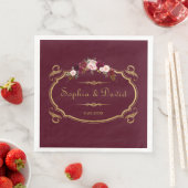 Romantic Burgundy Marsala Floral Fall Wedding Servetten (Insitu)