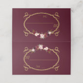 Romantic Burgundy Marsala Floral Herfst Table Numb Plaatskaartje (Buitenkant ongevouwen)