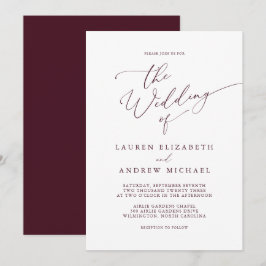Romantic Burgundy minimalist Weddenschap Kaart