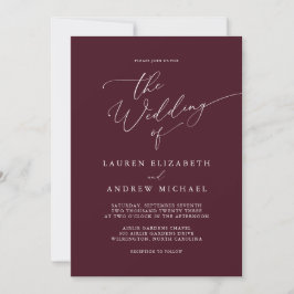 Romantic Burgundy minimalist Weddenschap Kaart